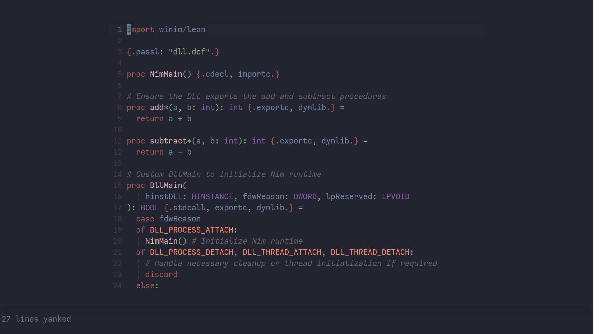 DLL Symbol Visibility in Nim - Hiding NimMain